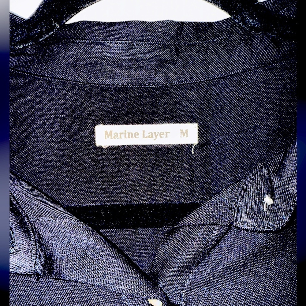 Marine Layer Women's BLACK lightweight Long Sleeves Button Down Shirt MEDIUM - Picture 2 of 6
